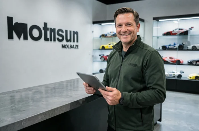 Responsable Redracing Green accueillant un client dans le showroom pour discuter d'un projet