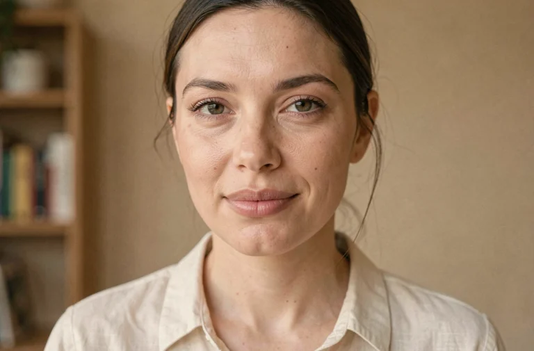 Portrait en gros plan d'une femme aux lèvres naturellement pulpeuses illustrant les traits de personnalité révélés par la forme des lèvres